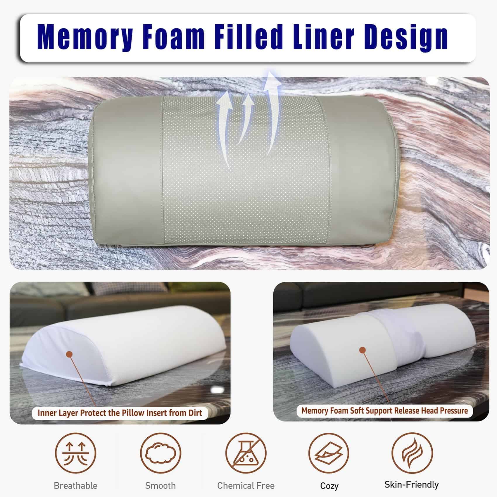 Almohada de cuello de espuma viscoelástica -Gris Claro - Imagen 6