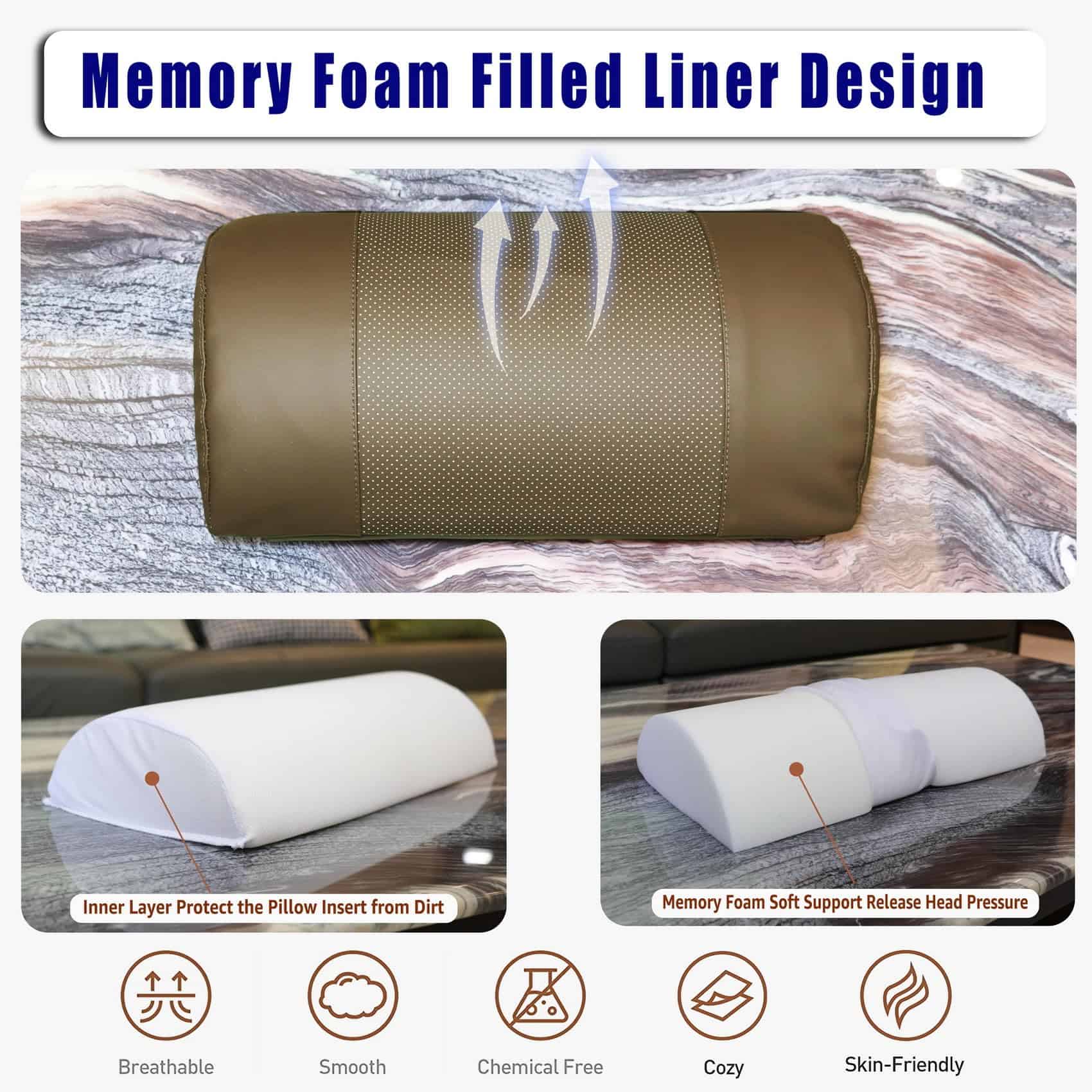 Almohada de cabeza antideslizante AmazeCov para -Brown - Imagen 6