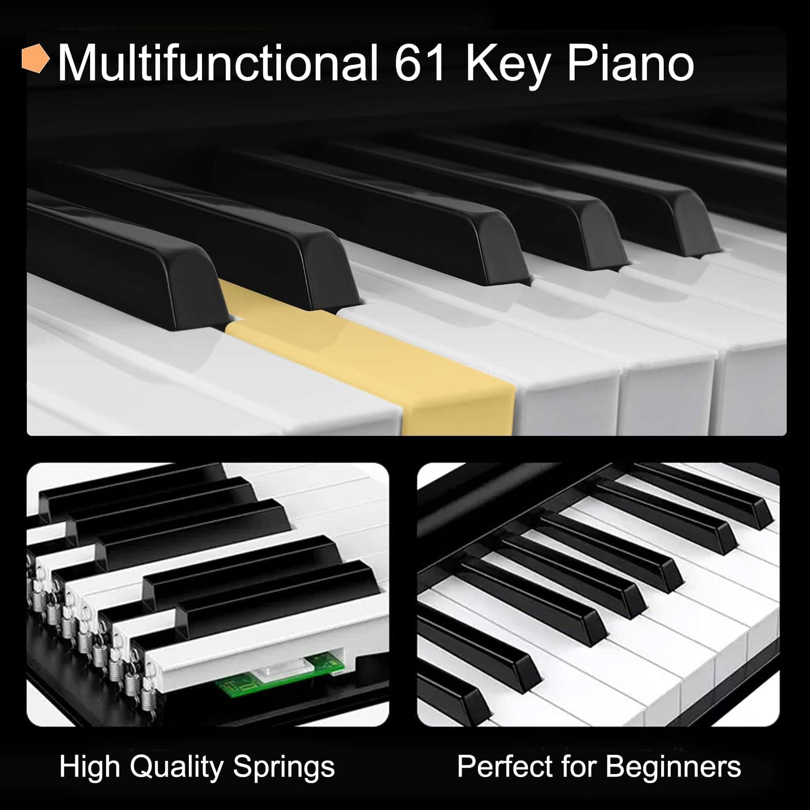 Teclado de Piano de 61 Teclas, Teclado de Piano Eléctrico - Imagen 4