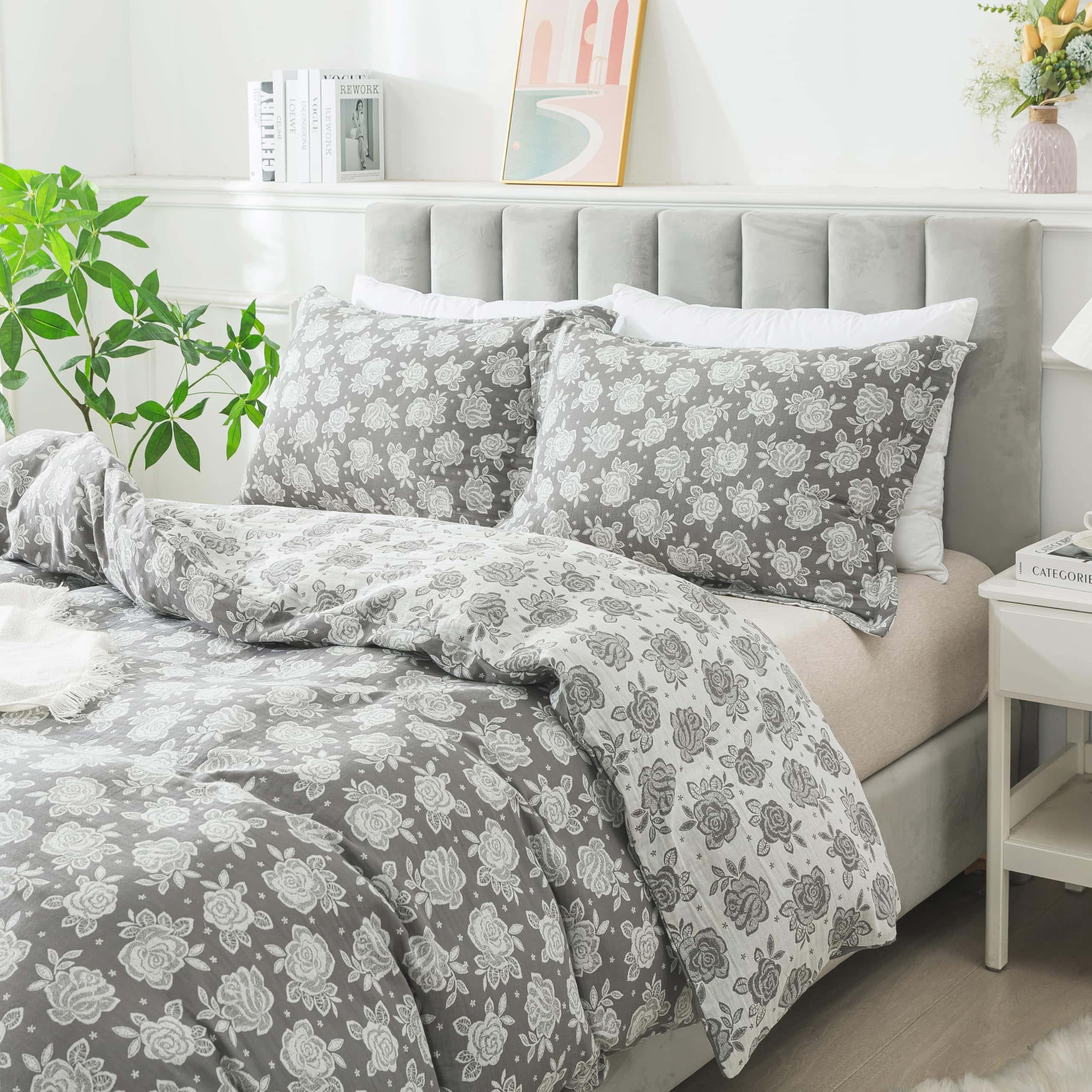 Juego de Ropa de Cama Softta Vintage -Gris Encantador con Ro - Imagen 3