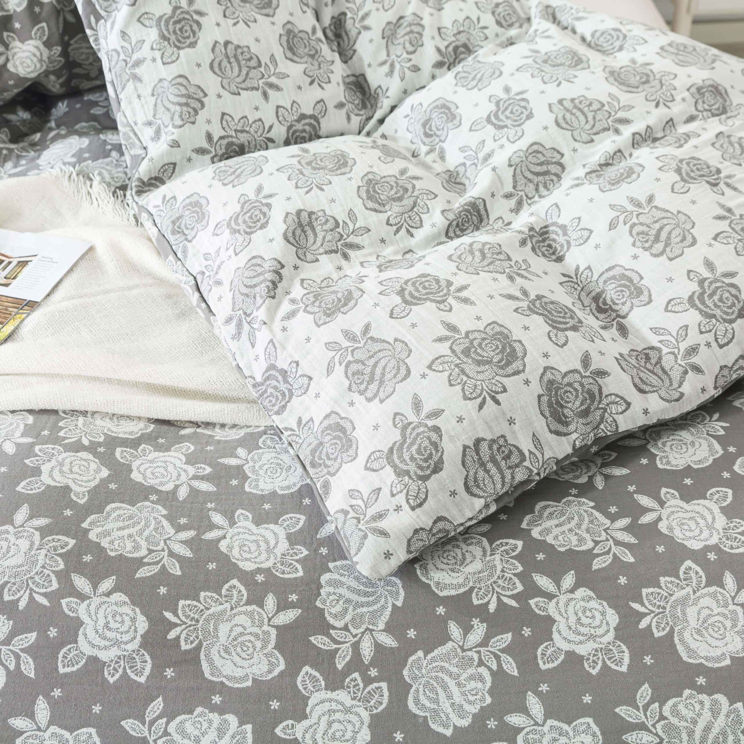 Juego de Ropa de Cama Softta Vintage -Gris Encantador con Ro - Imagen 5