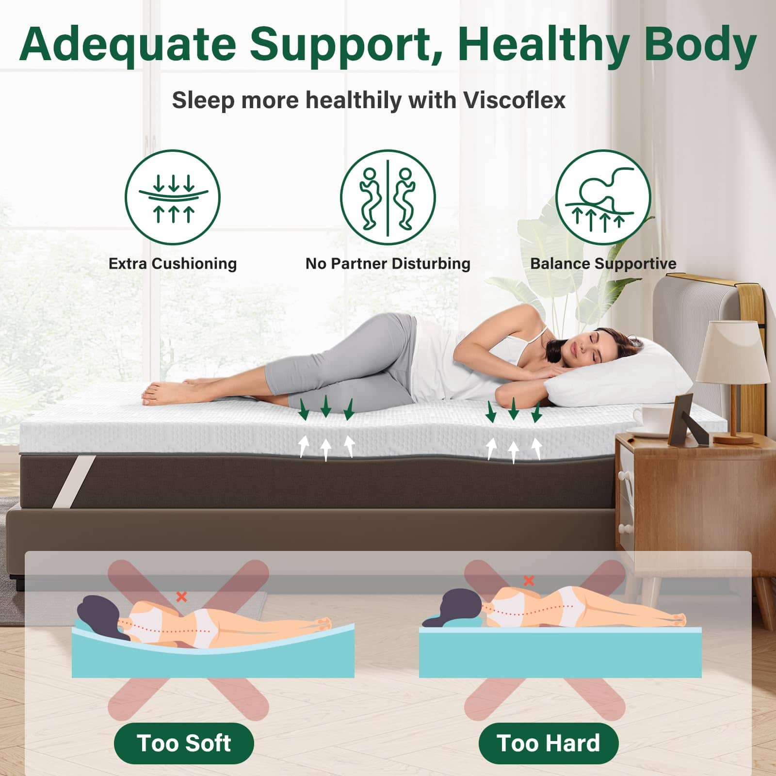 VISCOFLEX Colchón Topper de Espuma Viscoelástica de 3 - Imagen 5