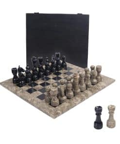 Juego de Ajedrez de Mármol con Caja de Almacenamiento 12"