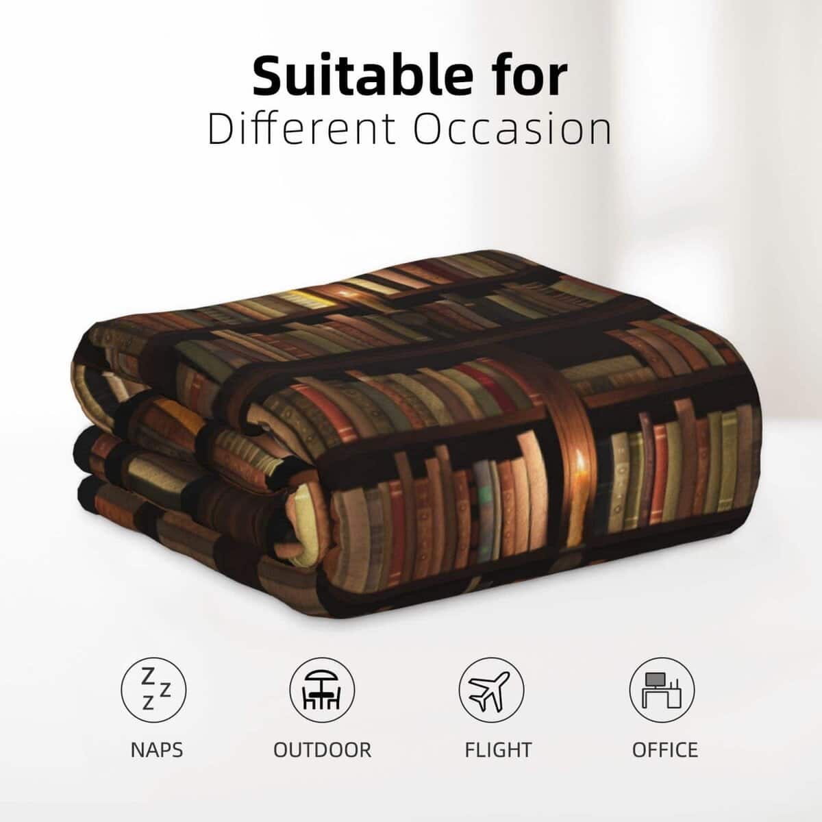 Manta de 50x60 pulgadas impresa con estampado de librero, - Imagen 6