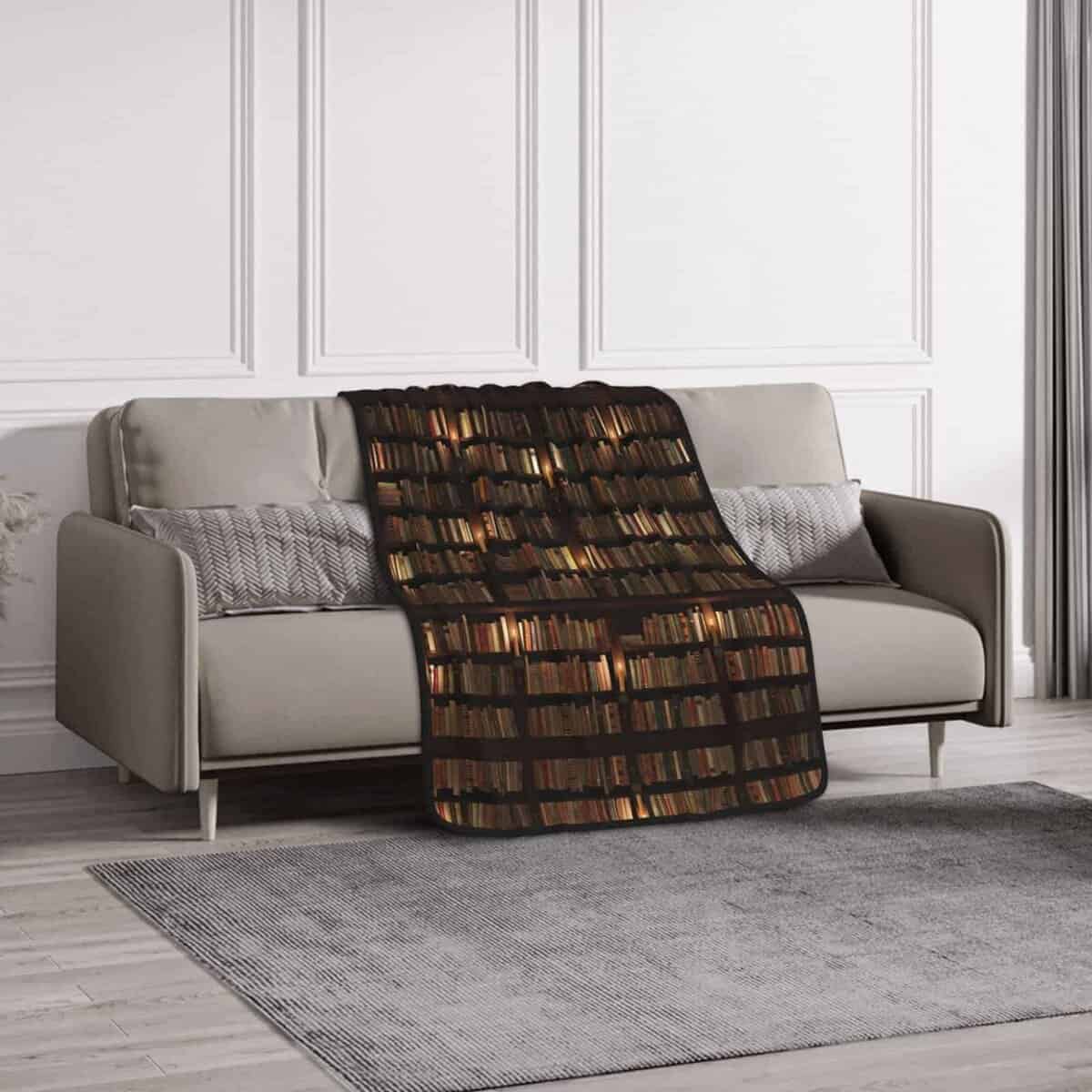 Manta de 50x60 pulgadas impresa con estampado de librero, - Imagen 5