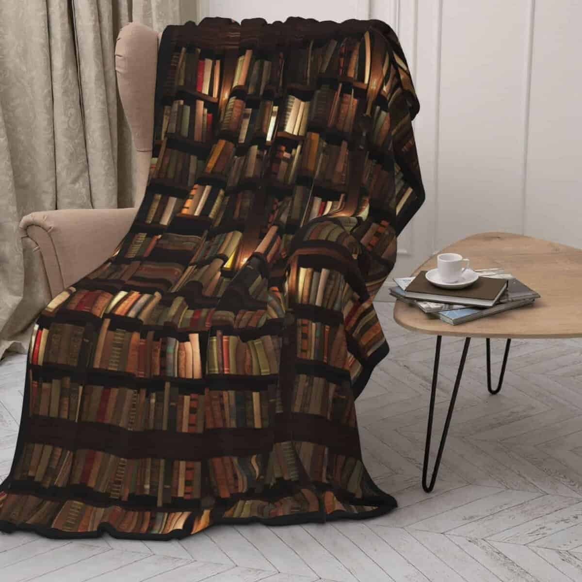 Manta de 50x60 pulgadas impresa con estampado de librero, - Imagen 3