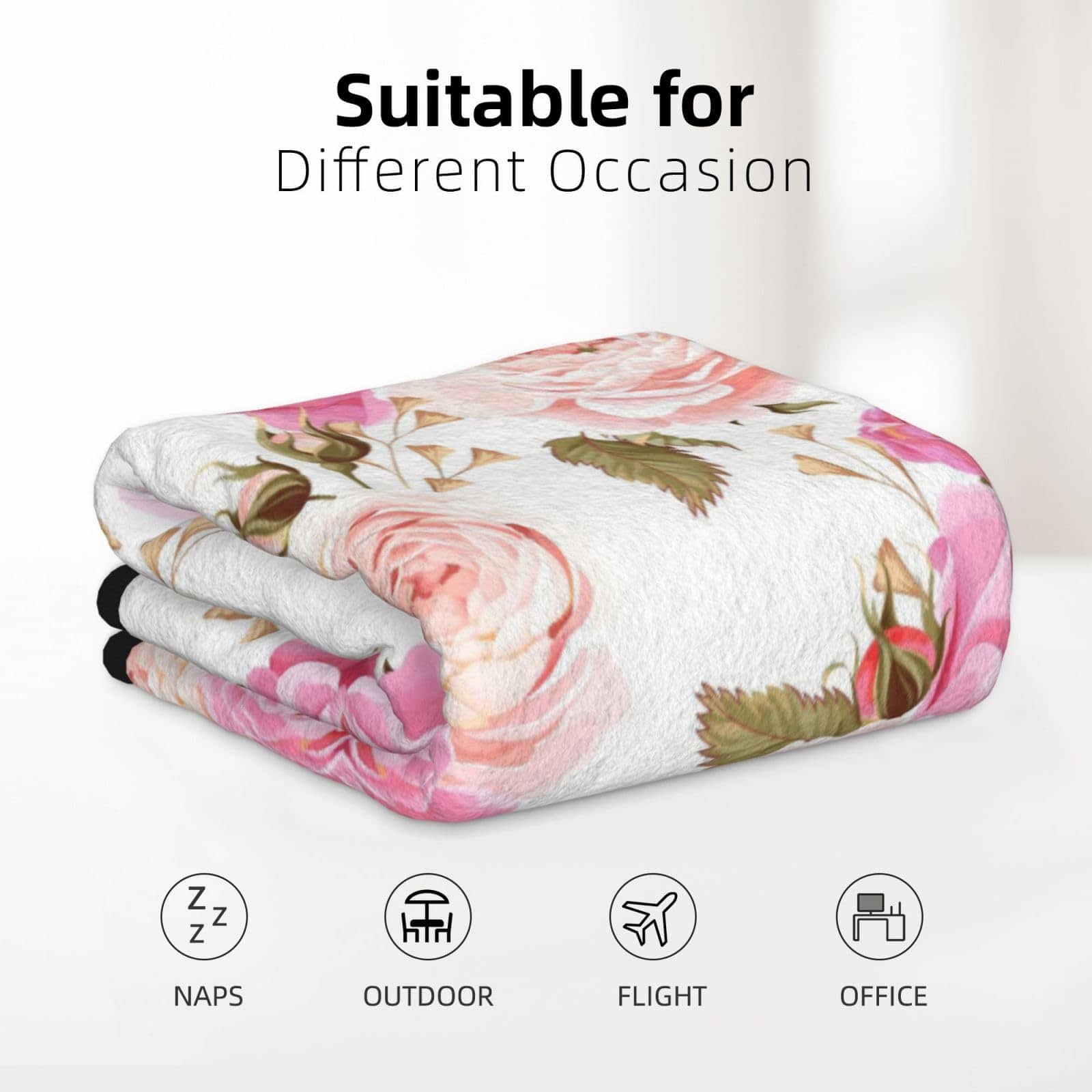 Manta Doble Cara Floral Flower Rose Pink de 50x60 Pulgadas - Imagen 6