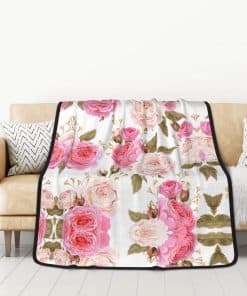 Manta Doble Cara Floral Flower Rose Pink de 50x60 Pulgadas