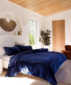 Funda de edredón de terciopelo sólido -Azul Real