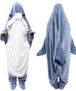 Manta con capucha de tiburón para niños y -Azul