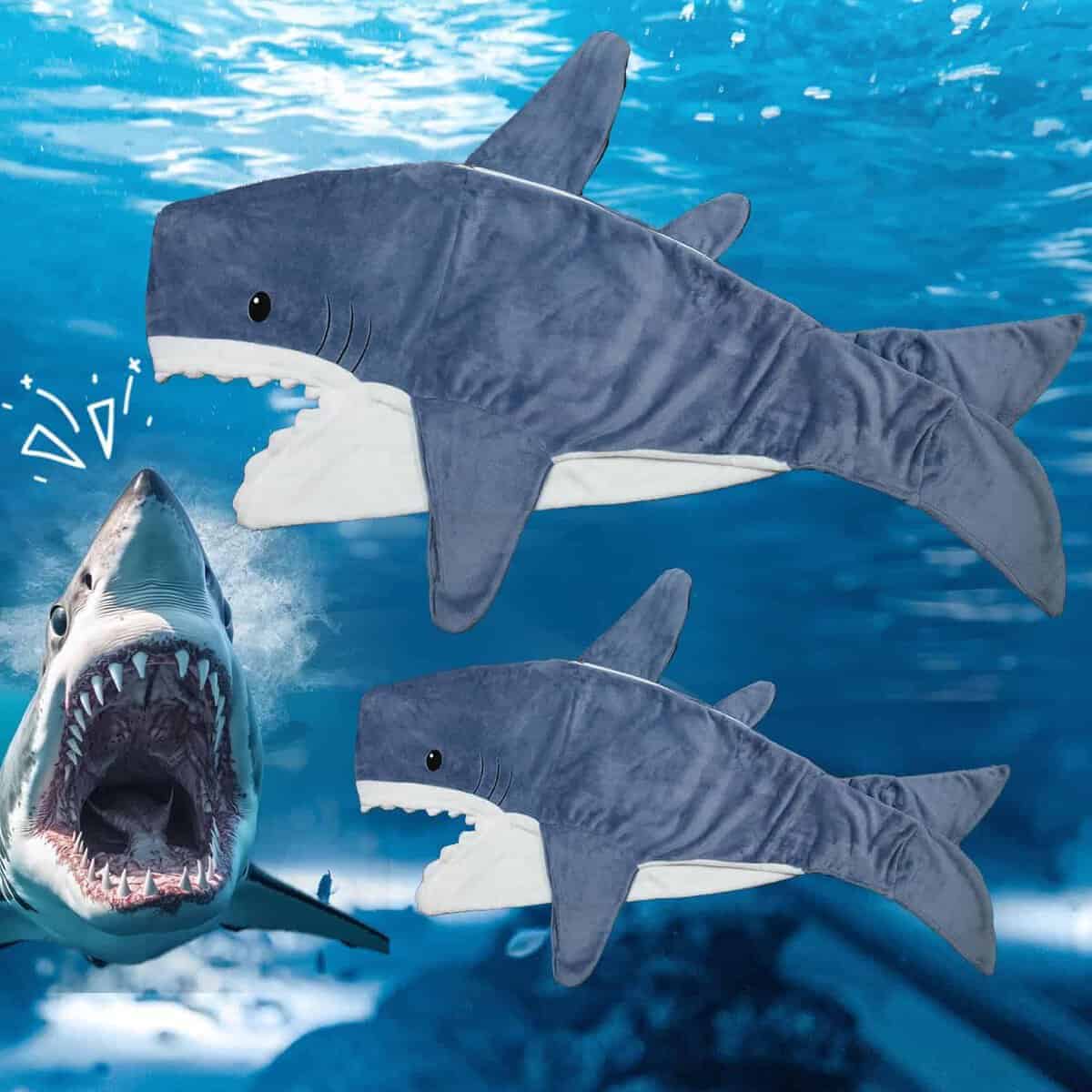 Manta con Capucha de Tiburón para Niños y -Azul - Imagen 3