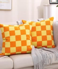 Fundas de Almohada decorativas bordadas a -Naranja Amarillo