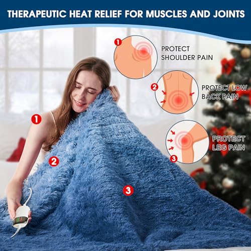 Manta Eléctrica Calienta RUJIPO Tiro de Piel Sintética con - Imagen 7