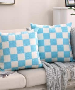 Funda de cojín decorativa bordada a cuadros Alysheer 18"x