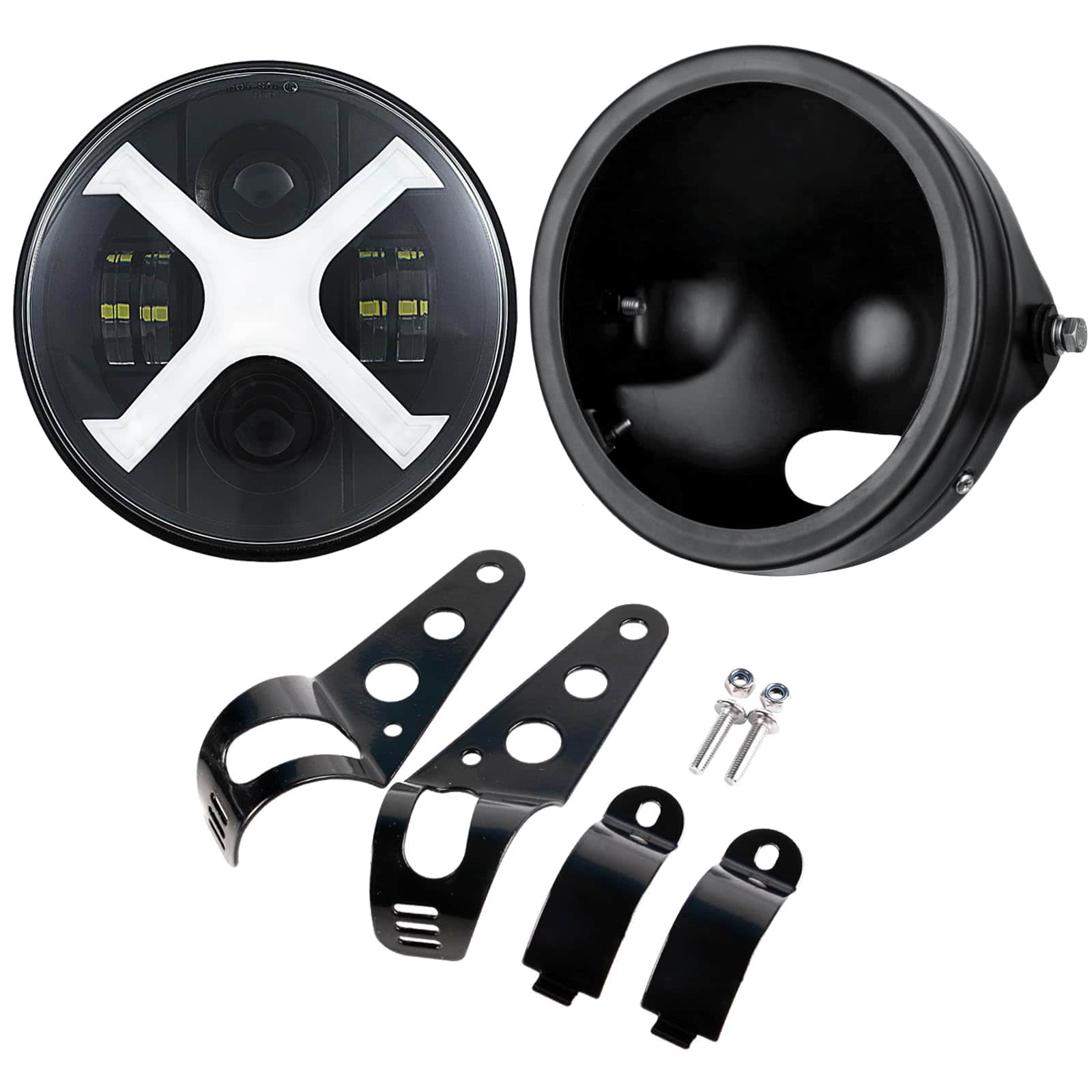 PKEDUO Faro de Motocicleta, Blanco/Ámbar X DRL 7inch Faro - Imagen 6