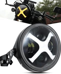 PKEDUO Faro de Motocicleta, Blanco/Ámbar X DRL 7inch Faro