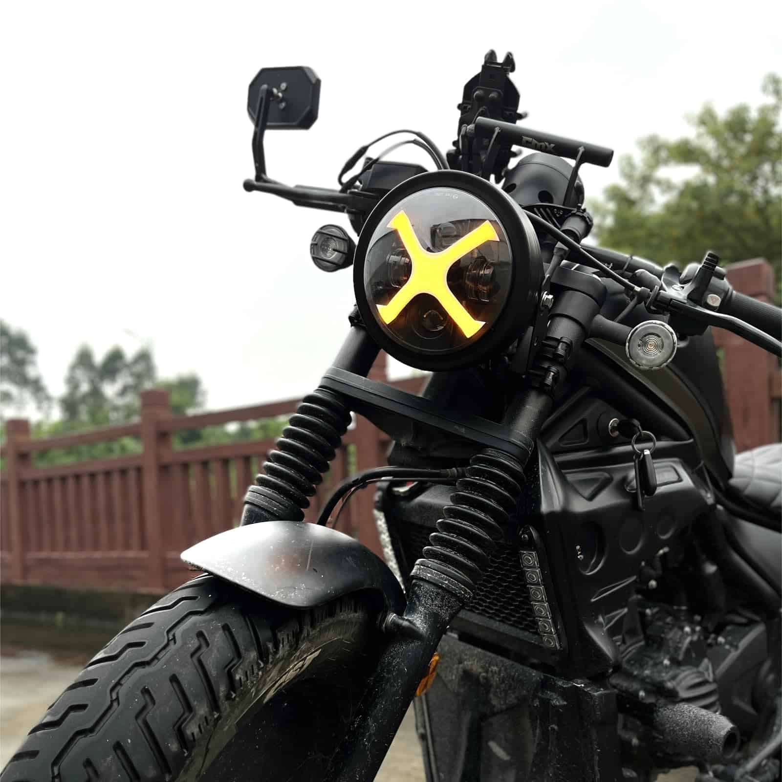 PKEDUO Faro de Motocicleta, Blanco/Ámbar X DRL 7inch Faro - Imagen 8