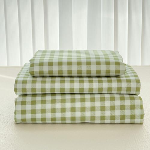 Juego de sábanas Queen NSNLGSGC Sage Green Gingham, Suave