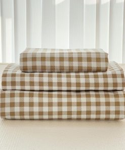 Juego de sábanas Queen NSNLGSGC Cuadros marrón, sábanas de