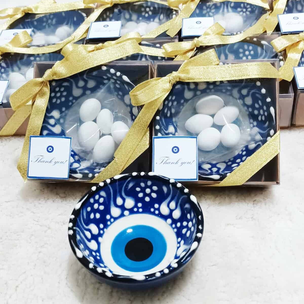 12 PCS Tazones de Cerámica Ojo Turco para Regalos de Boda,