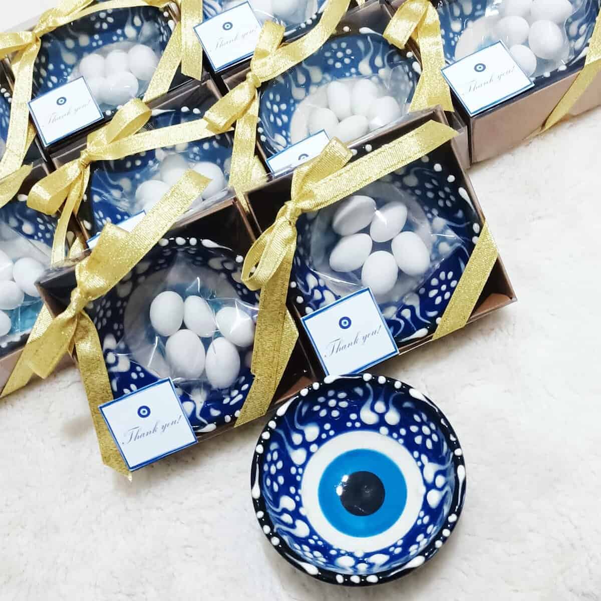 12 PCS Tazones de Cerámica Ojo Turco para Regalos de Boda, - Imagen 6