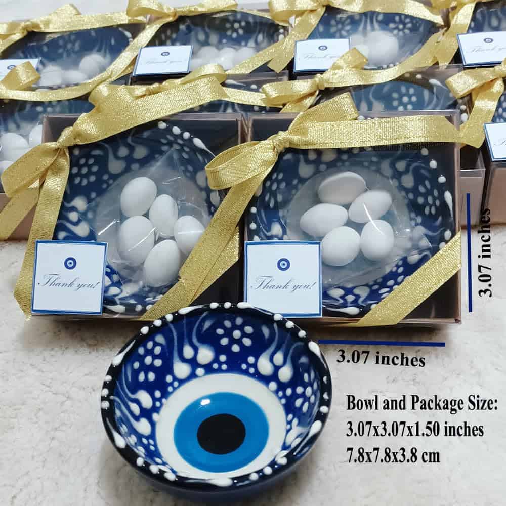 12 PCS Tazones de Cerámica Ojo Turco para Regalos de Boda, - Imagen 3