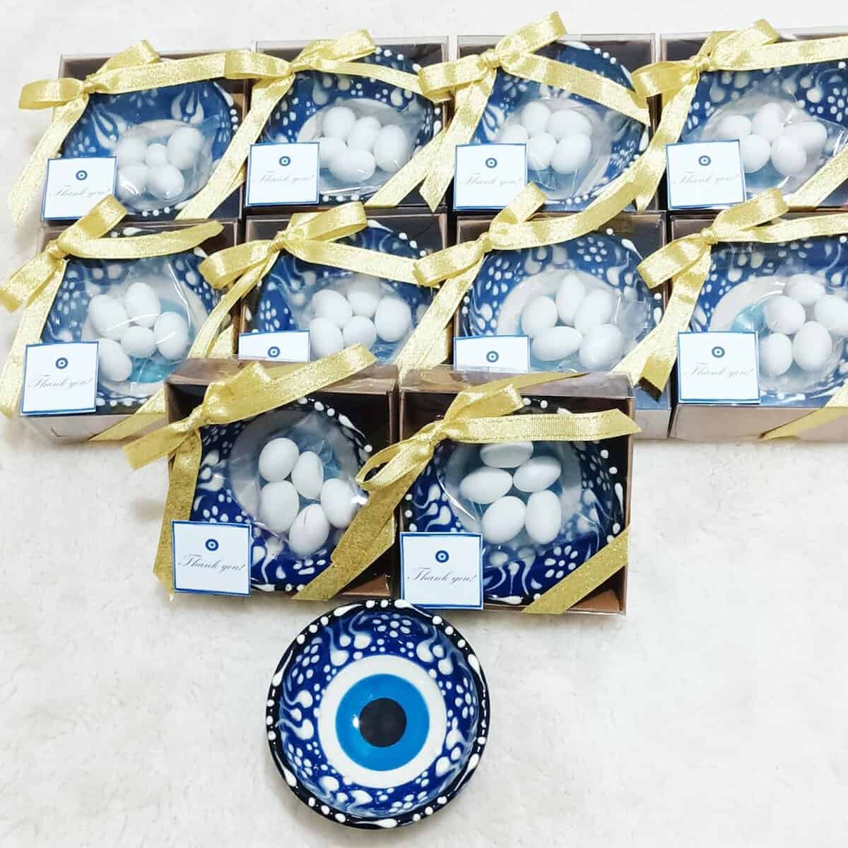 12 PCS Tazones de Cerámica Ojo Turco para Regalos de Boda, - Imagen 5