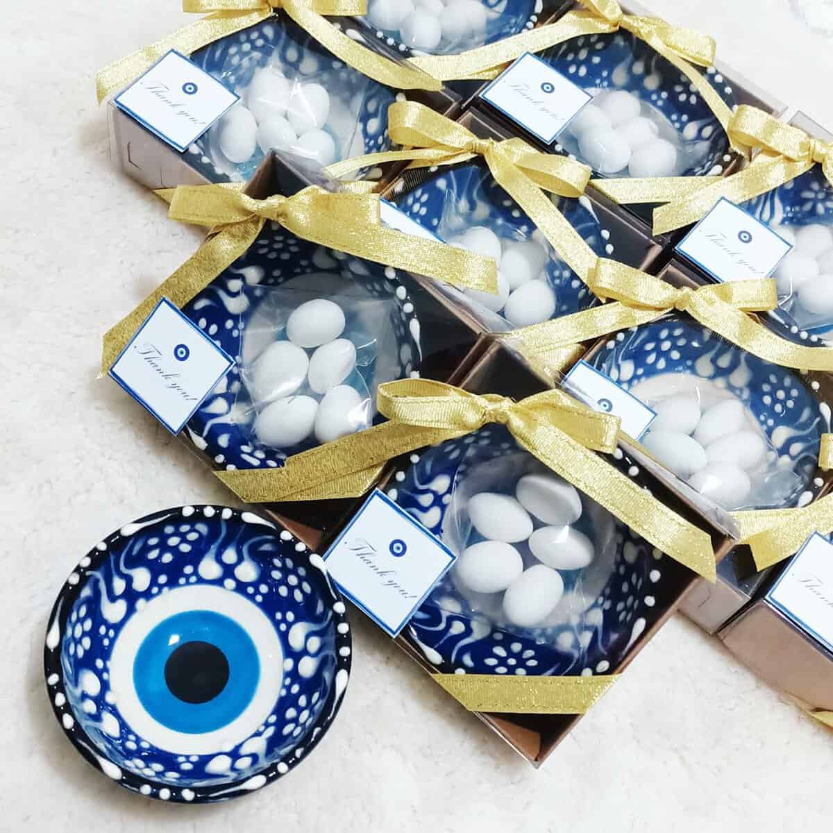 12 PCS Tazones de Cerámica Ojo Turco para Regalos de Boda, - Imagen 7