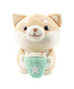 Peluche de Perro Shiba de BABY WORKS con Bebida, Juguete de