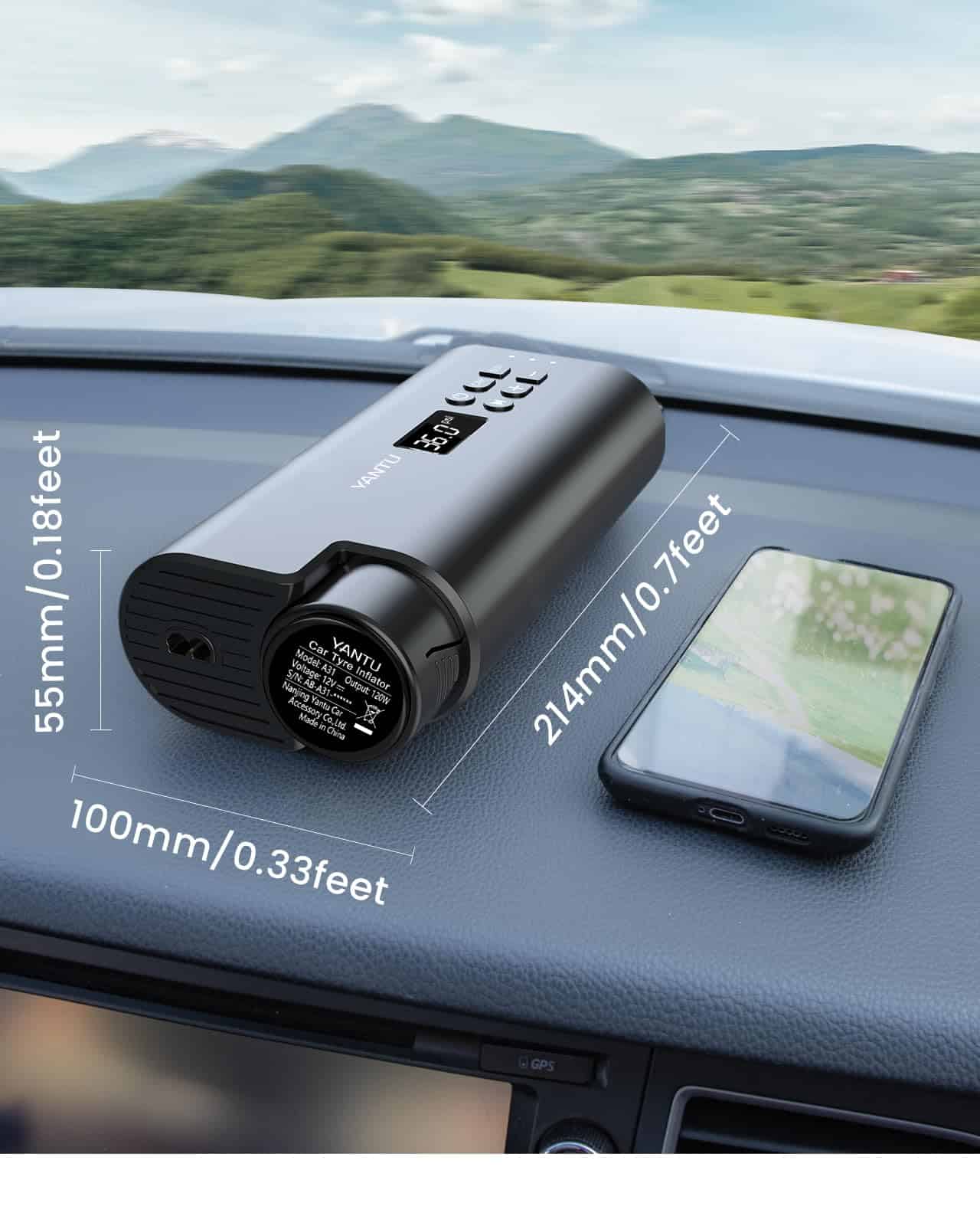 Inflador de neumáticos YANTU portátil con compresor de aire - Imagen 9