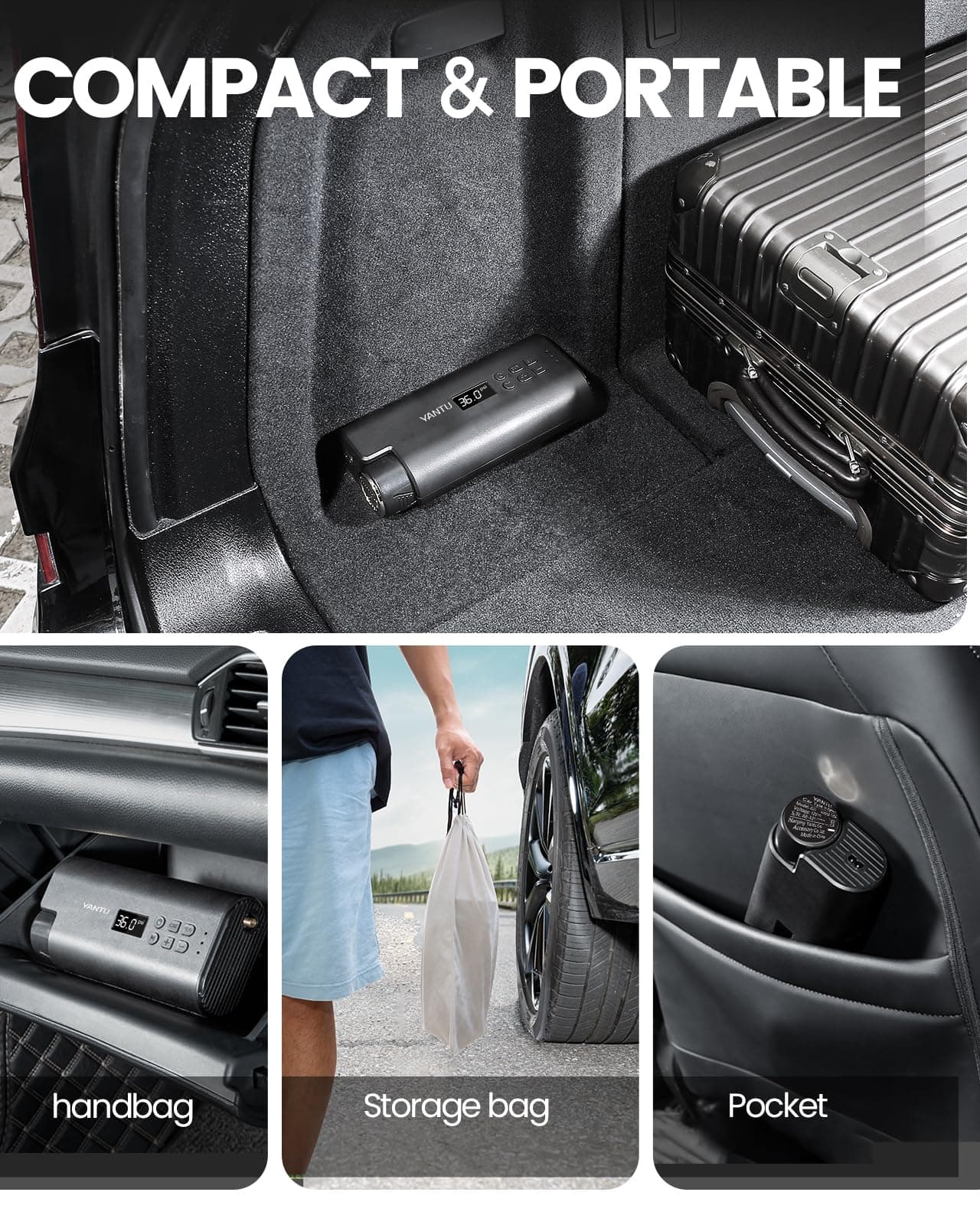 Inflador de neumáticos YANTU portátil con compresor de aire - Imagen 6