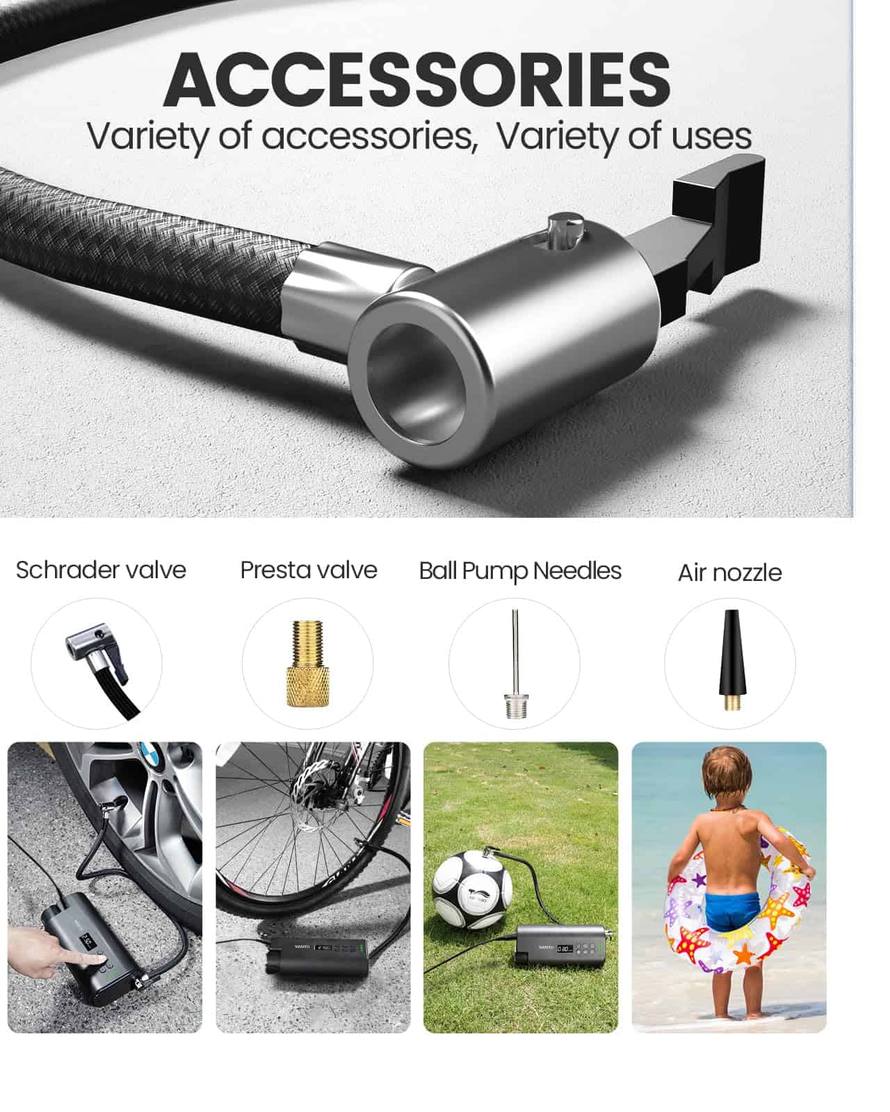 Inflador de neumáticos YANTU portátil con compresor de aire - Imagen 7