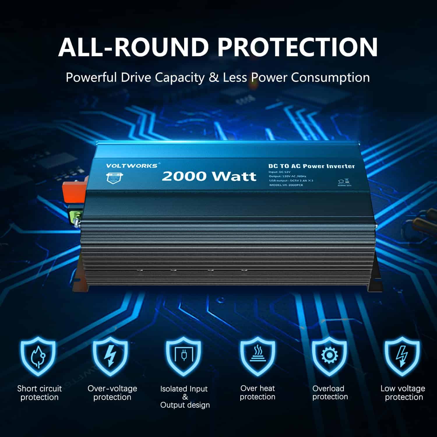 Inversor de Corriente 2000W Onda Sinusoidal Modificada DC - Imagen 6