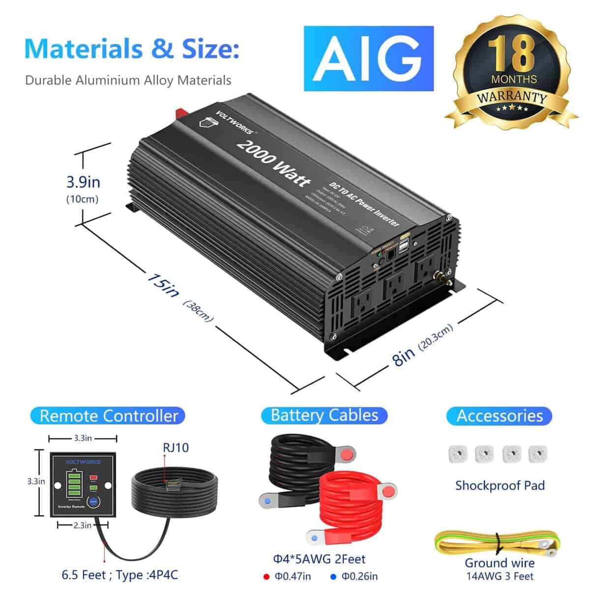 Inversor de Corriente 2000W Onda Sinusoidal Modificada DC - Imagen 3