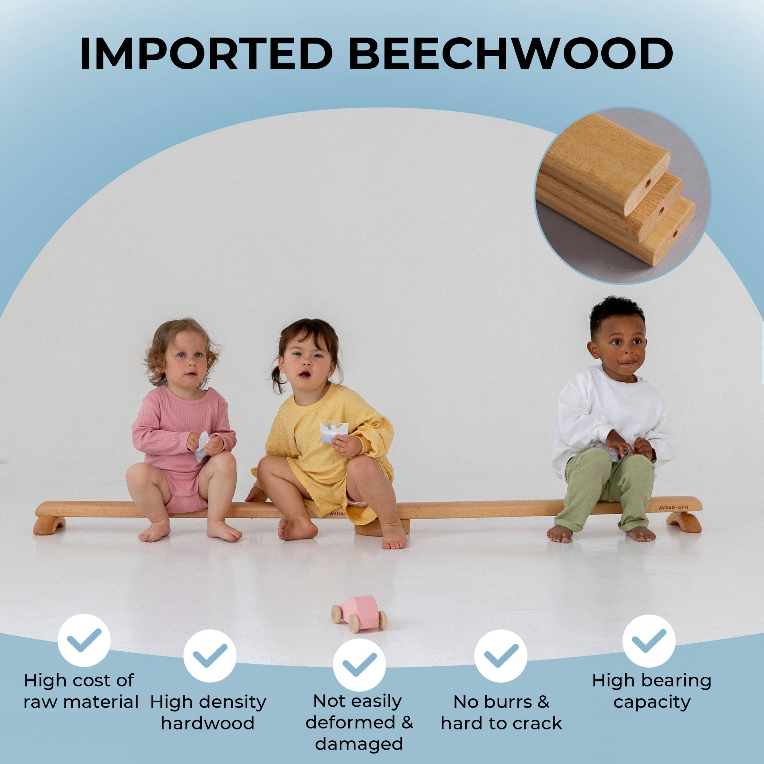 AVDAR Balance Beam para niños de madera de haya importada - Imagen 6