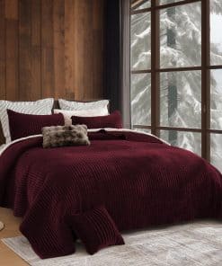 Maravilloso Edredón de Terciopelo Tamaño -Borgoña