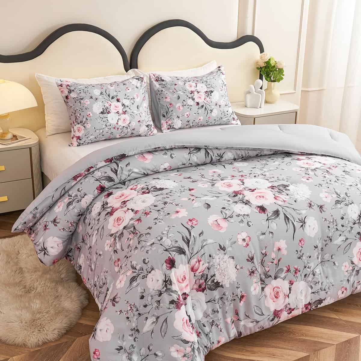 Juego de edredón Koniroom de 3 piezas tamaño King en rosado - Imagen 5