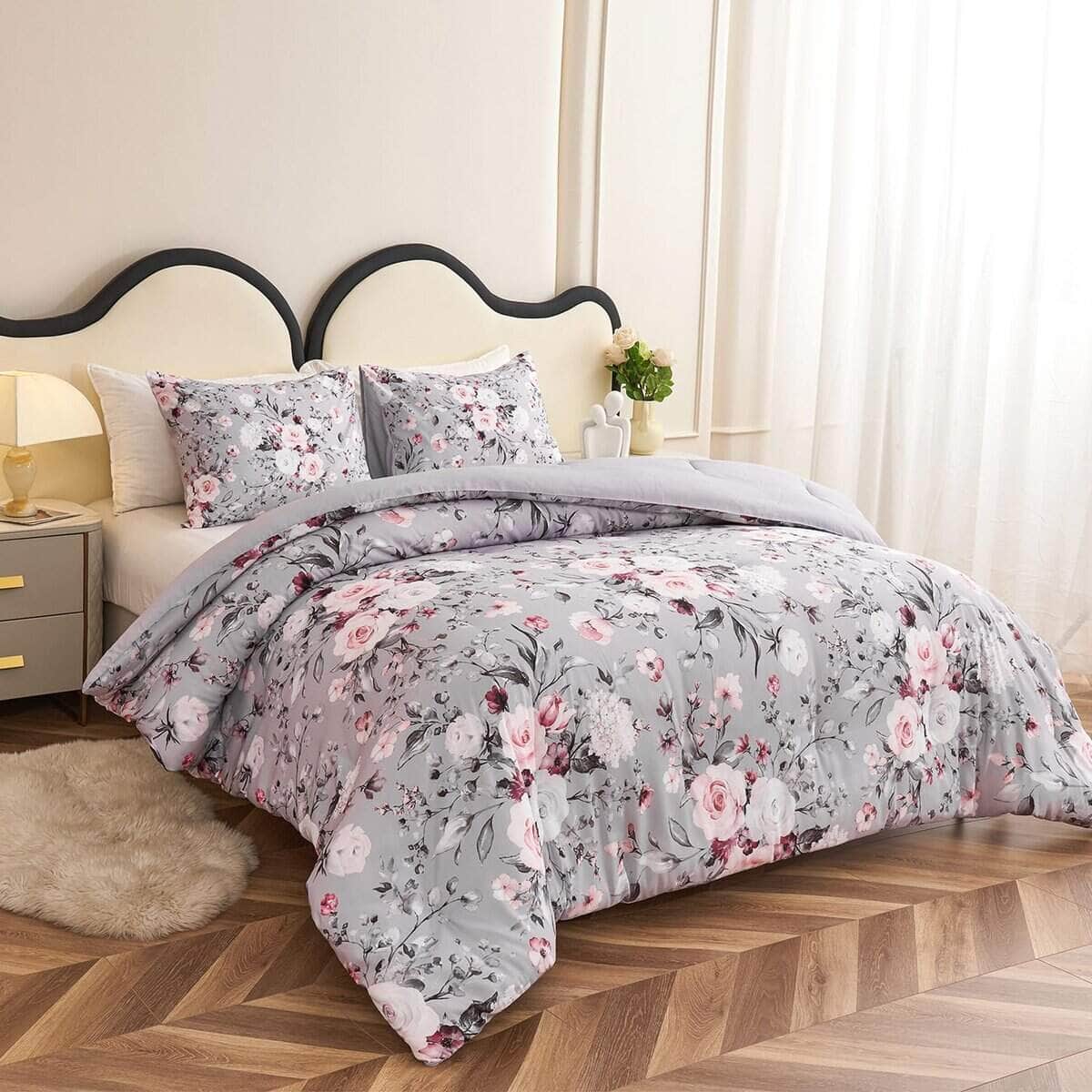 Juego de edredón Koniroom de 3 piezas tamaño King en rosado - Imagen 4