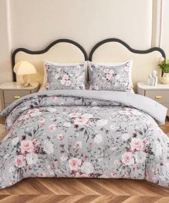 Juego de edredón Koniroom de 3 piezas tamaño King en rosado