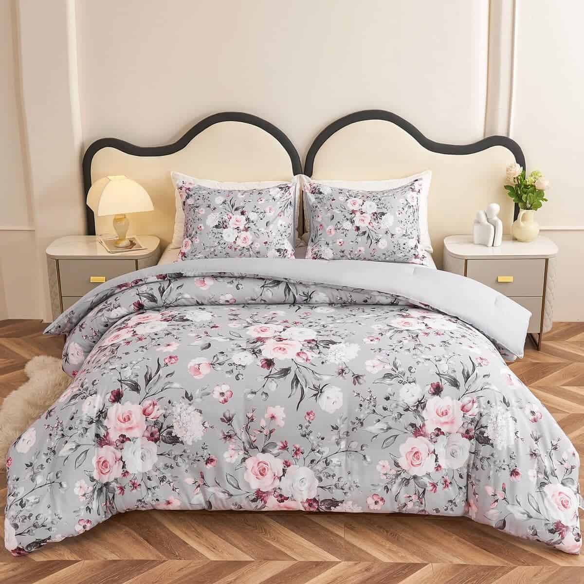 Juego de edredón Koniroom de 3 piezas tamaño King en rosado