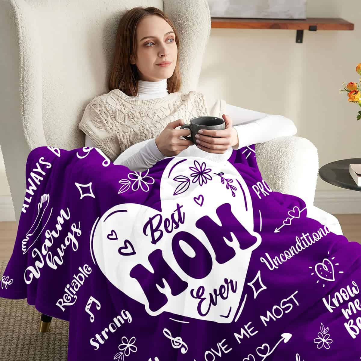 Manta para Mamá - Mejor Mamá del Mundo, Suave y Acogedora - Imagen 3