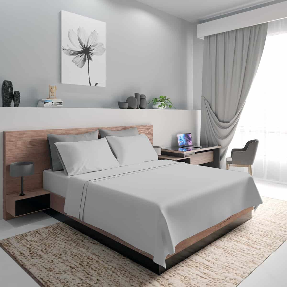 Juego de sábanas 100% algodón sateen SleepRX -Gris Claro - Imagen 6