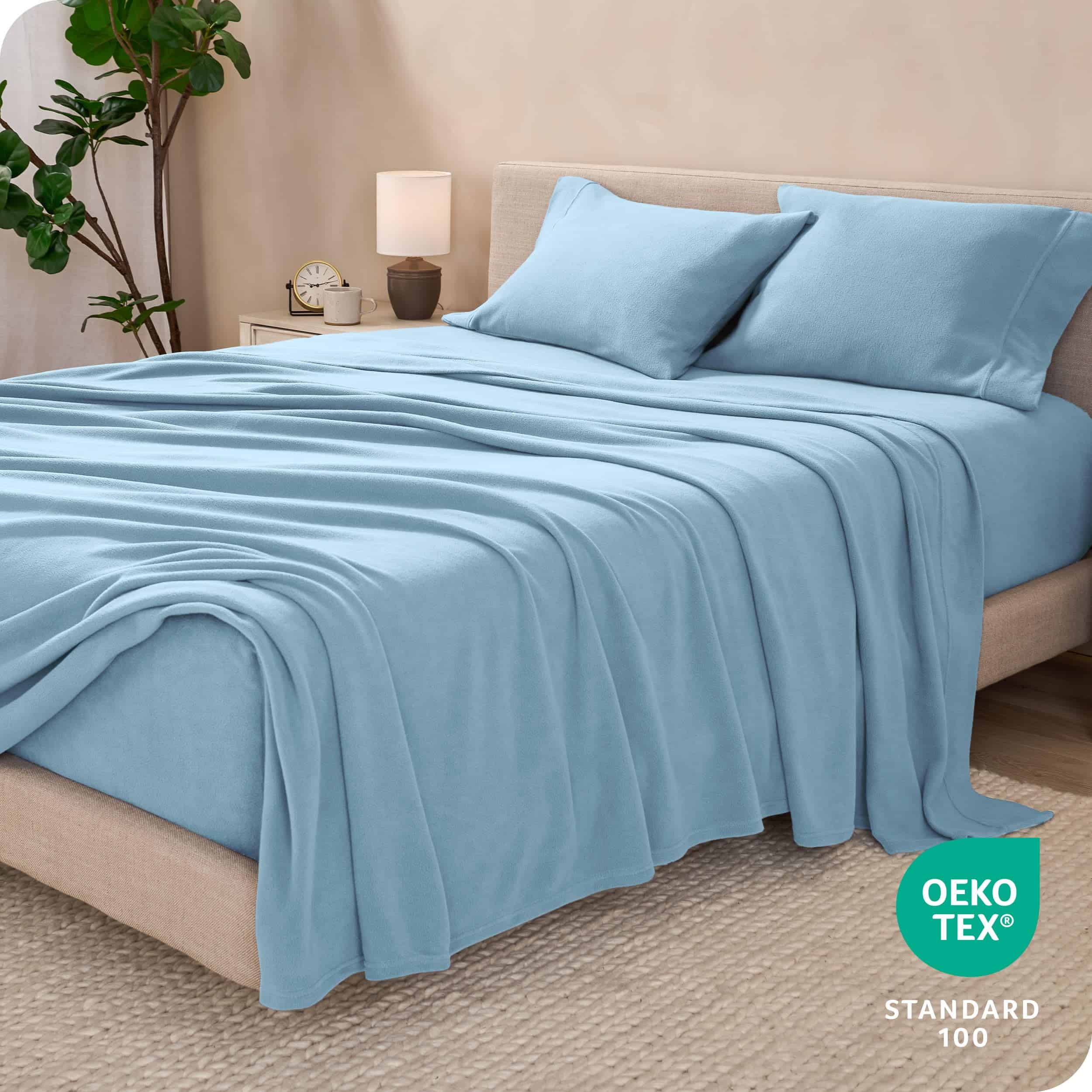 Juego de sábanas de franela extra suave Bare -Azul Claro - Imagen 7