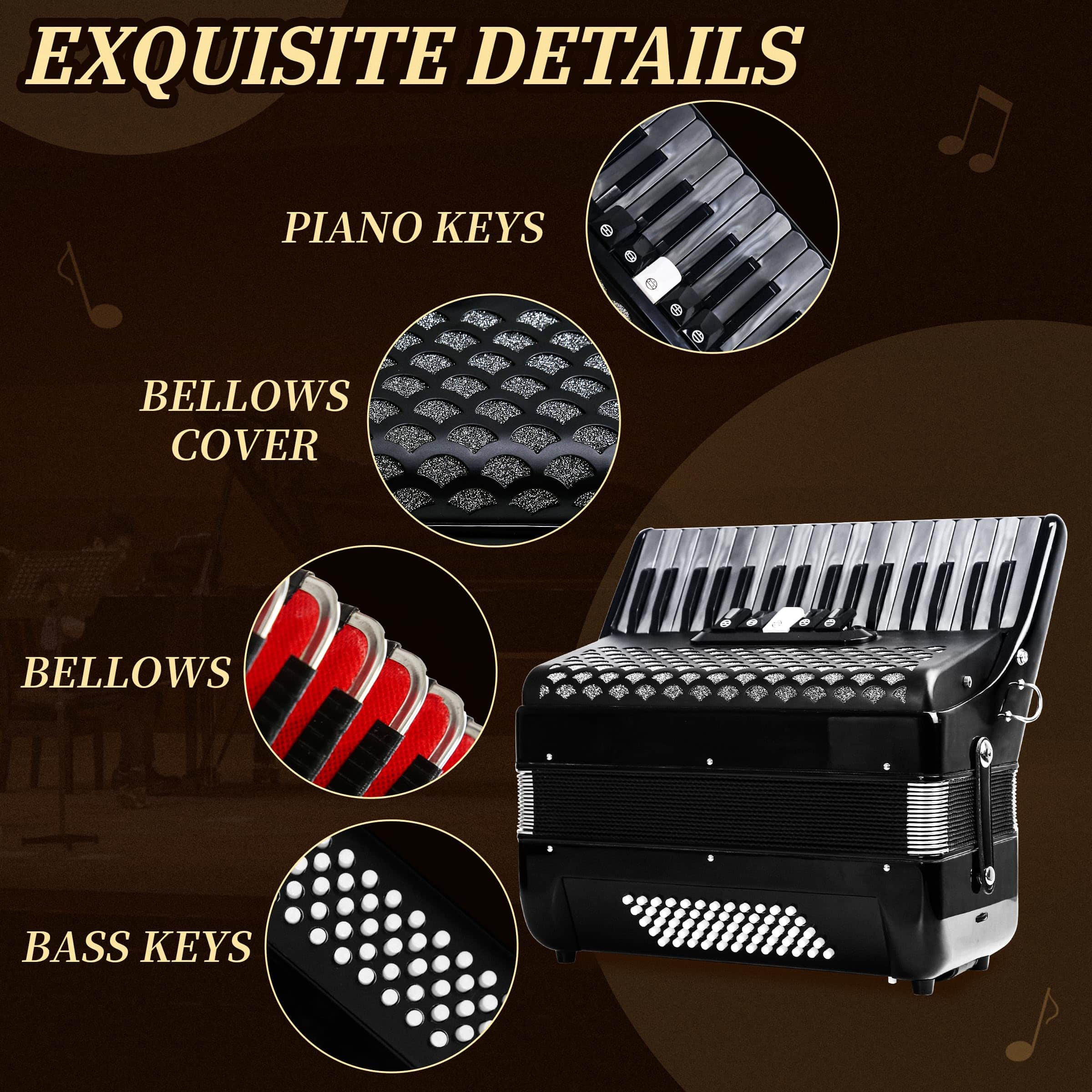 Acordeón 34 teclas 60 teclas de bajo -Negro - Imagen 5