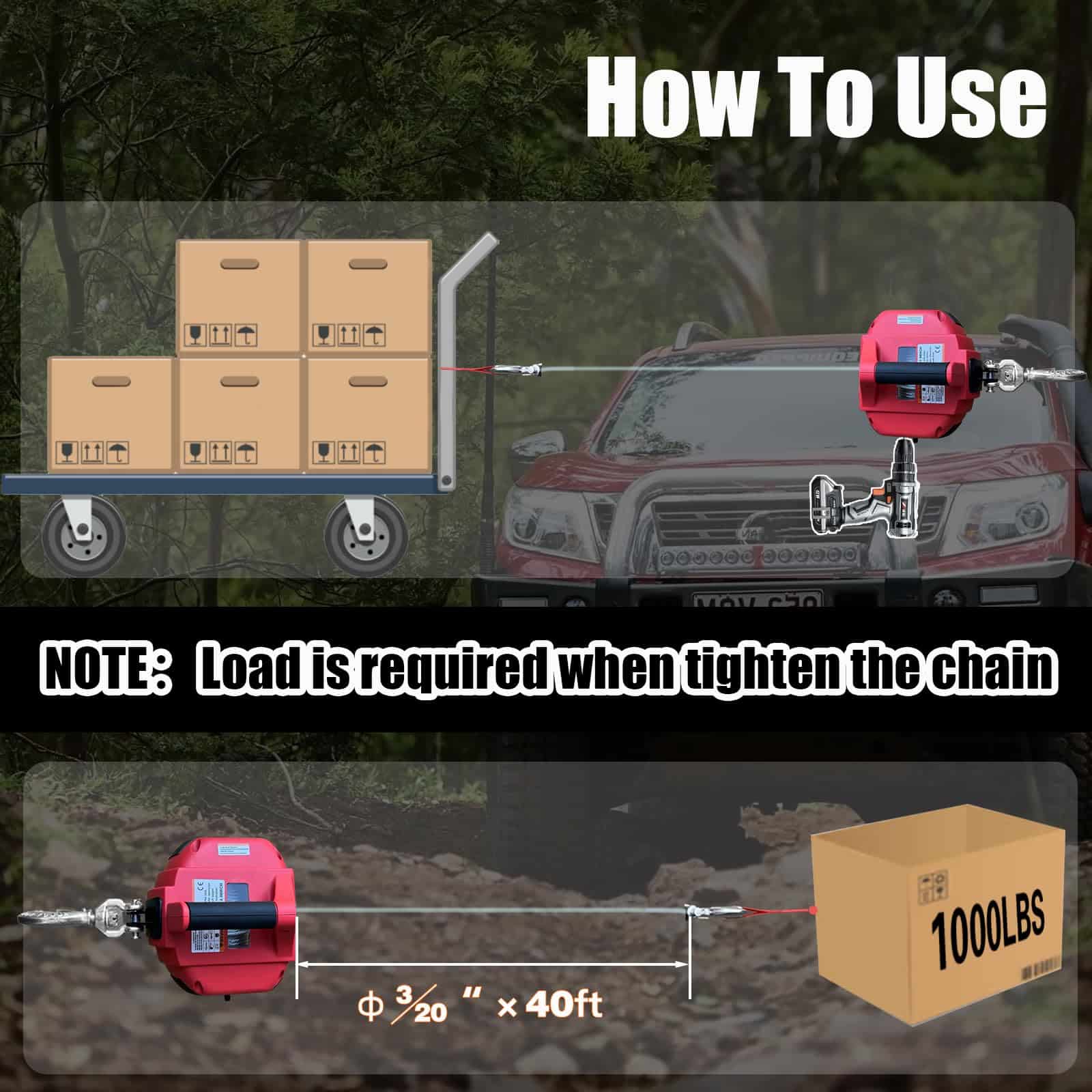 YATOINTO Cabrestante Portátil de Taladro de 1000LB de - Imagen 7