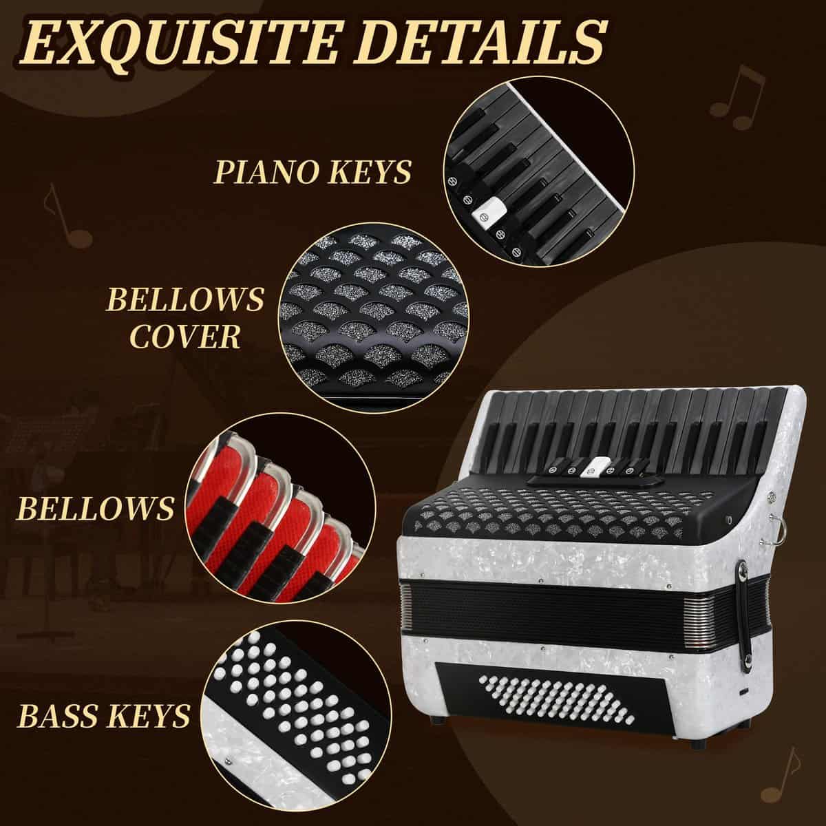 Acordeón 34 teclas 60 teclas de bajo - (blanco) - Imagen 5