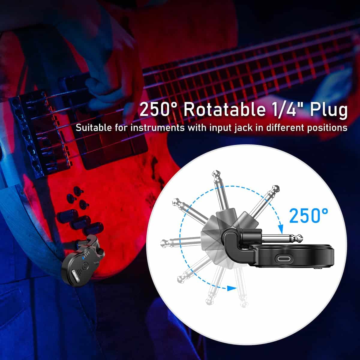 ACEMIC Sistema de Guitarra Inalámbrica de 2.4GHz Recargable - Imagen 3