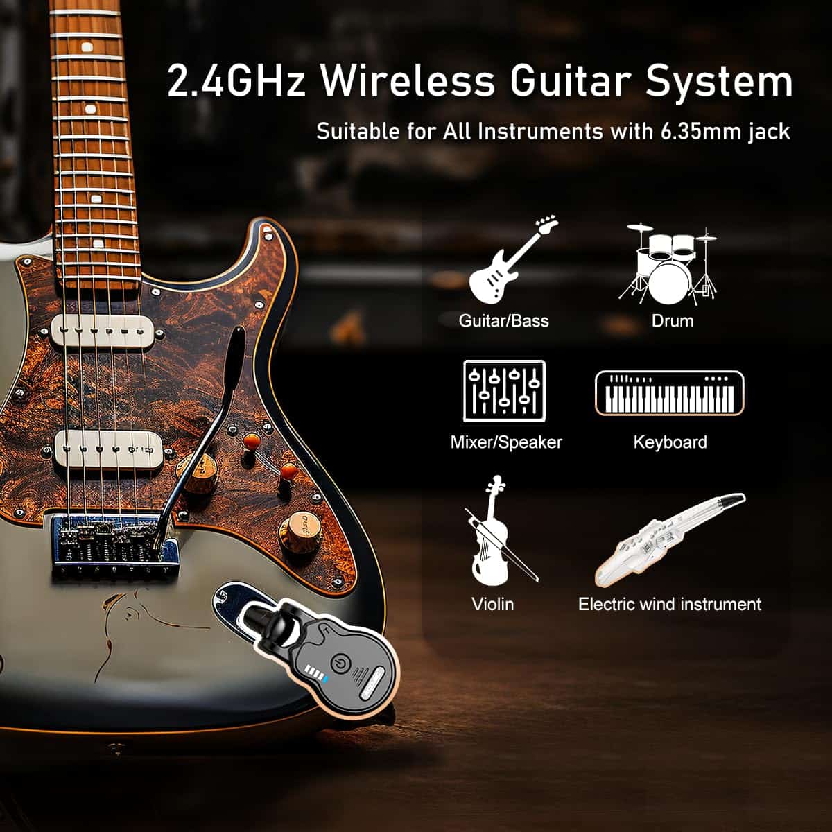 ACEMIC Sistema de Guitarra Inalámbrica de 2.4GHz Recargable - Imagen 5