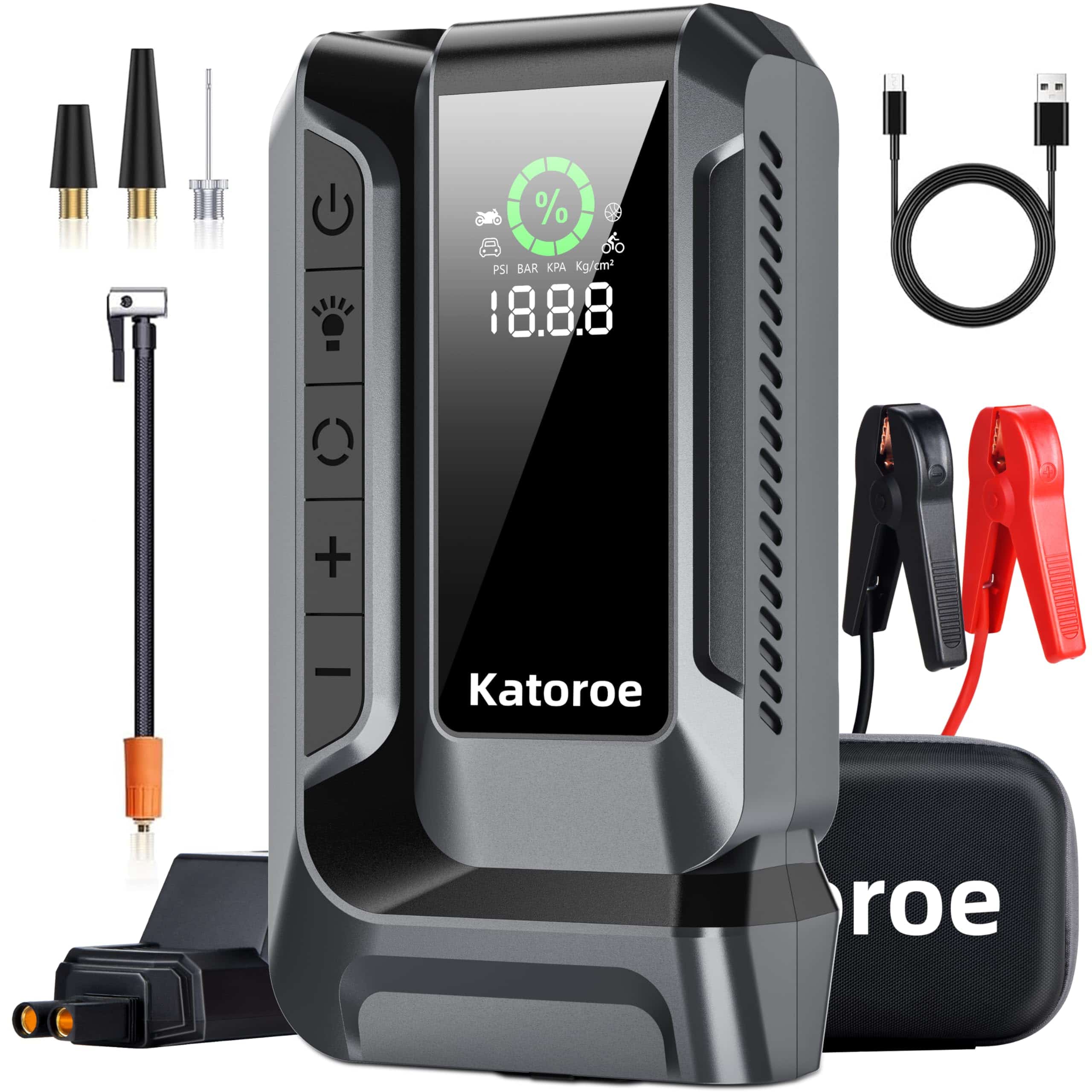 Arrancador de Coche Katoroe Q16 con Compresor de Aire,