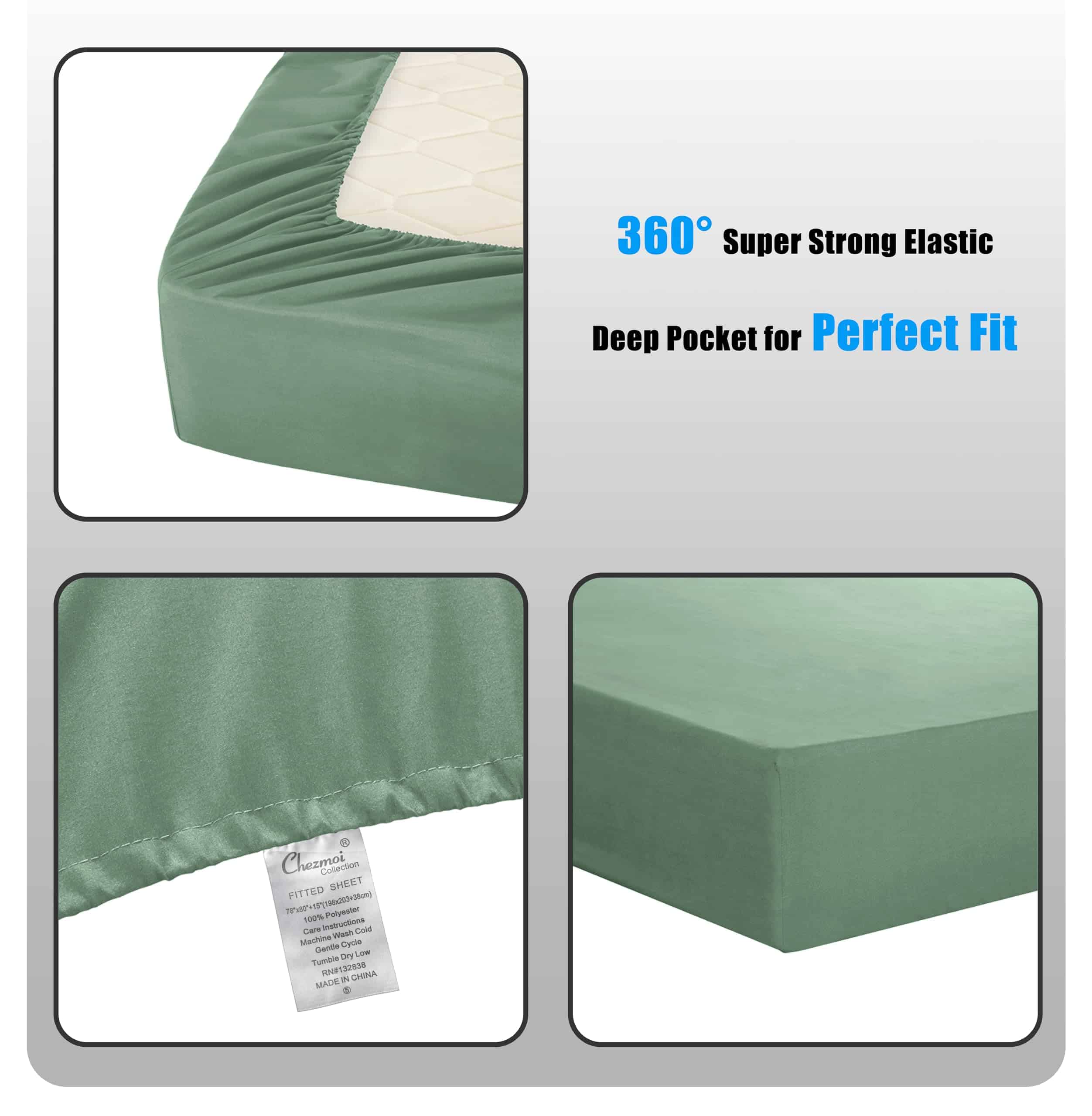 Juego de Sábanas Verde Salvia Chezmoi -Verde Salvia - Imagen 5